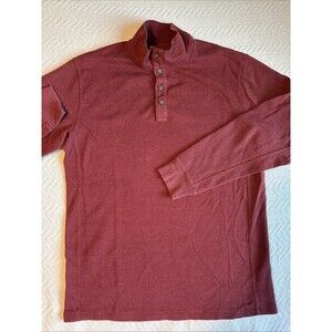 Duluth Trading Shirt Men's L Waffle Knit Buttoned Henley Mock Neck Rust Red NWOT
